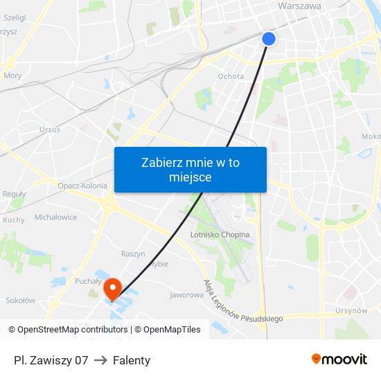 Pl. Zawiszy to Falenty map