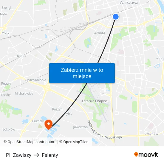Pl. Zawiszy to Falenty map