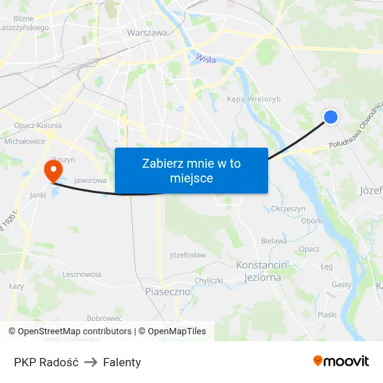 PKP Radość to Falenty map