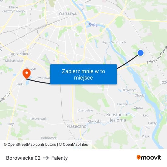 Borowiecka 02 to Falenty map