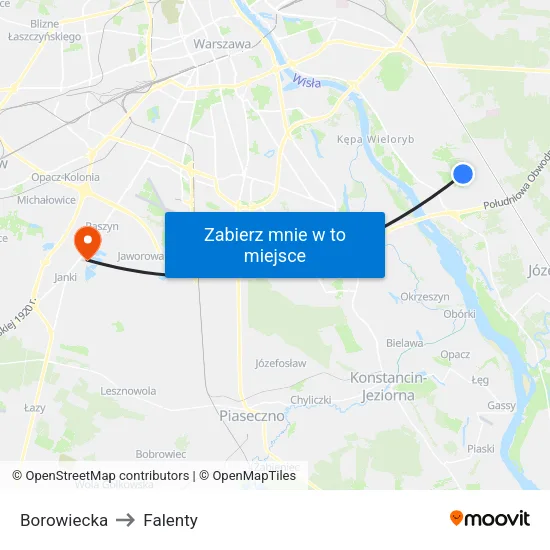 Borowiecka to Falenty map