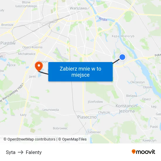 Syta to Falenty map