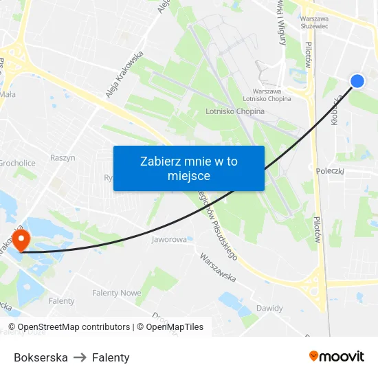 Bokserska to Falenty map