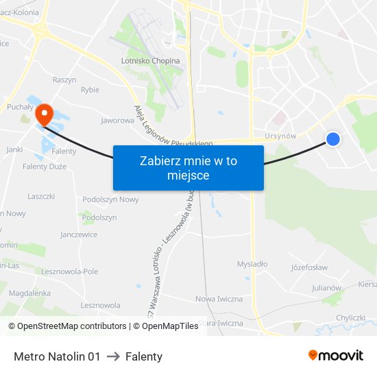 Metro Natolin 01 to Falenty map