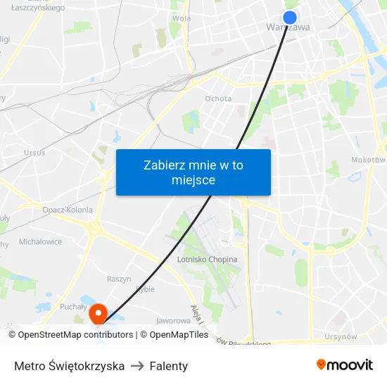 Metro Świętokrzyska to Falenty map