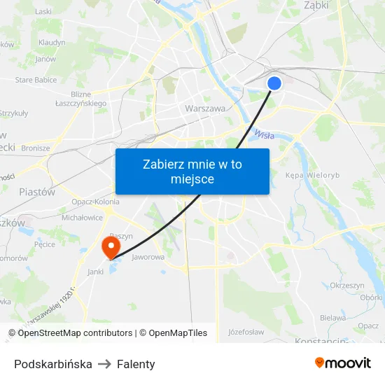 Podskarbińska to Falenty map