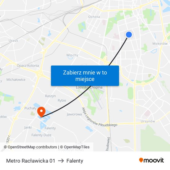 Metro Racławicka 01 to Falenty map