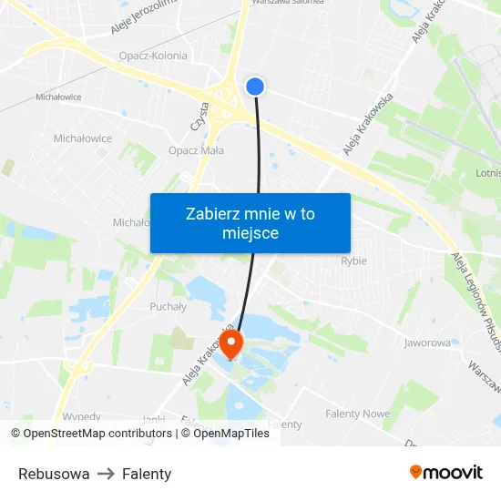 Rebusowa to Falenty map