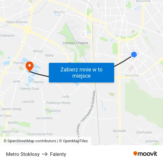 Metro Stokłosy to Falenty map