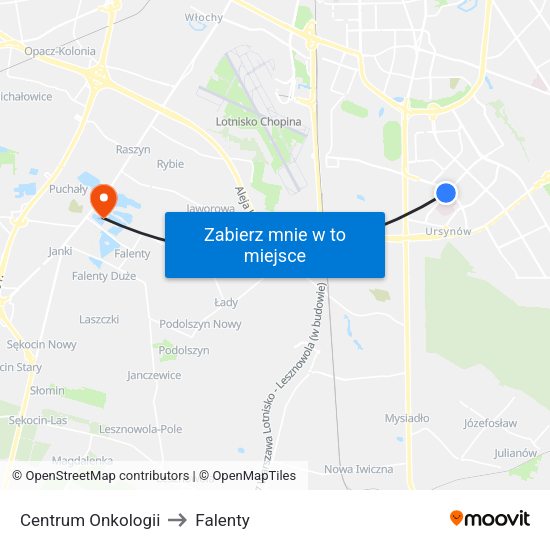 Centrum Onkologii to Falenty map