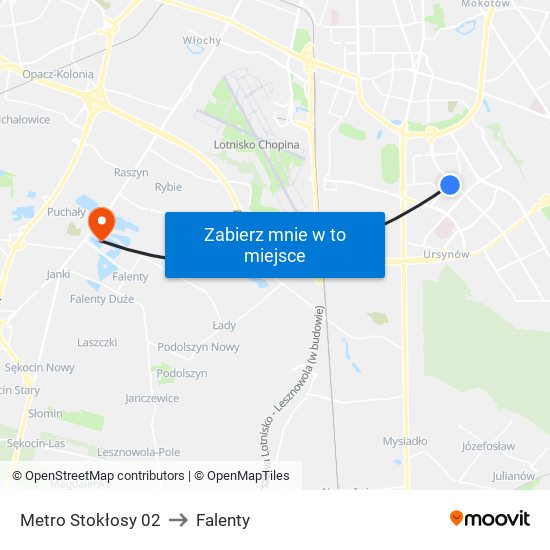 Metro Stokłosy to Falenty map