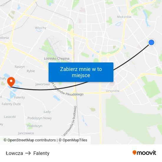 Łowcza to Falenty map