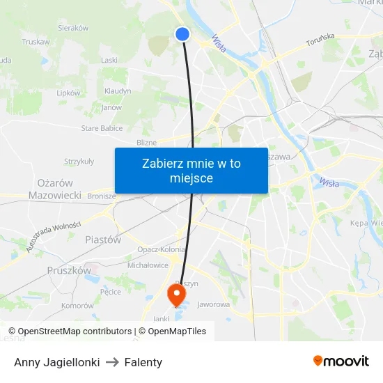 Anny Jagiellonki to Falenty map