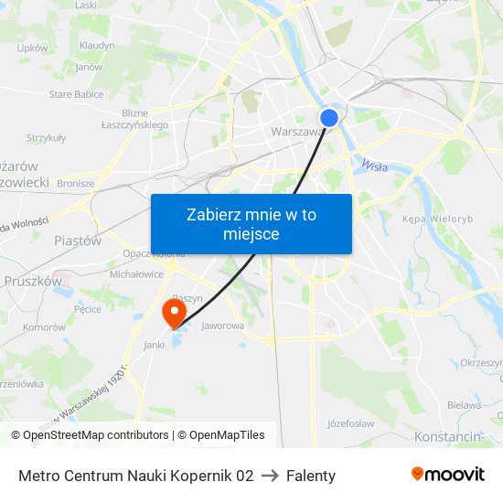 Metro Centrum Nauki Kopernik 02 to Falenty map