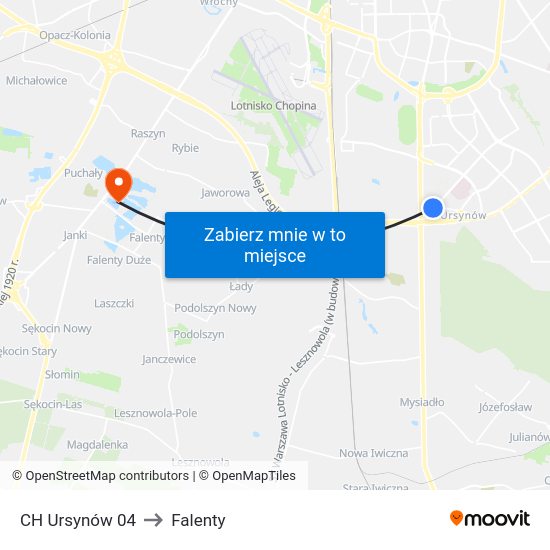 CH Ursynów to Falenty map