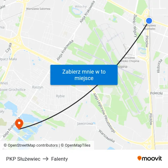 PKP Służewiec to Falenty map