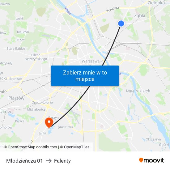 Młodzieńcza 01 to Falenty map