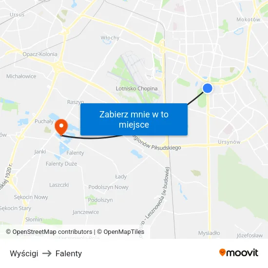 Wyścigi to Falenty map