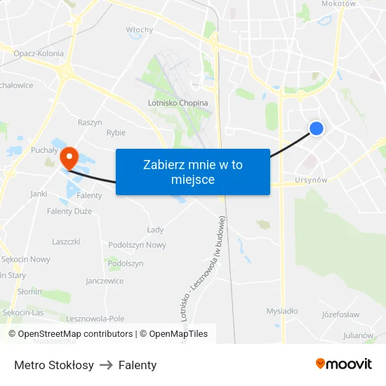 Metro Stokłosy to Falenty map