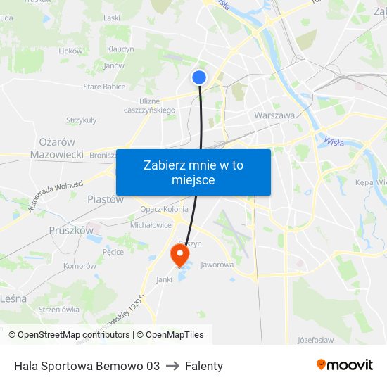 Hala Sportowa Bemowo 03 to Falenty map