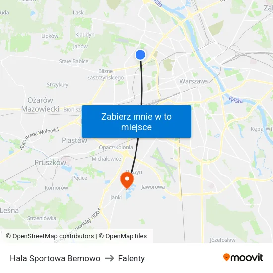 Hala Sportowa Bemowo to Falenty map