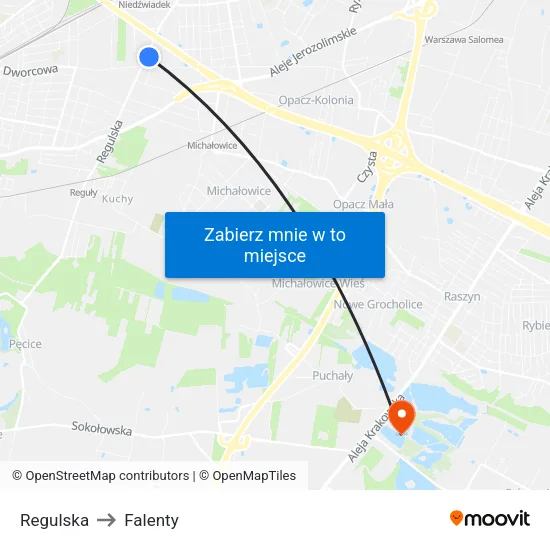 Regulska to Falenty map