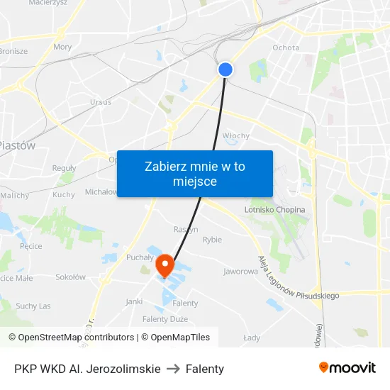 PKP WKD Al. Jerozolimskie to Falenty map