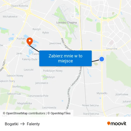 Bogatki to Falenty map