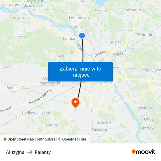 Aluzyjna to Falenty map