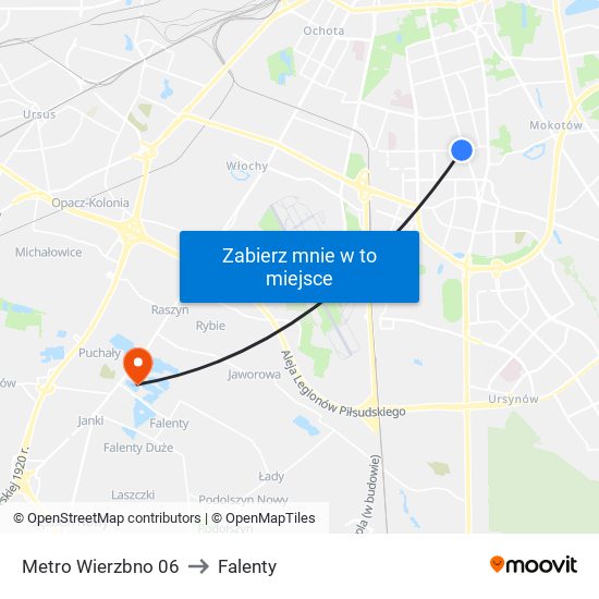 Metro Wierzbno 06 to Falenty map