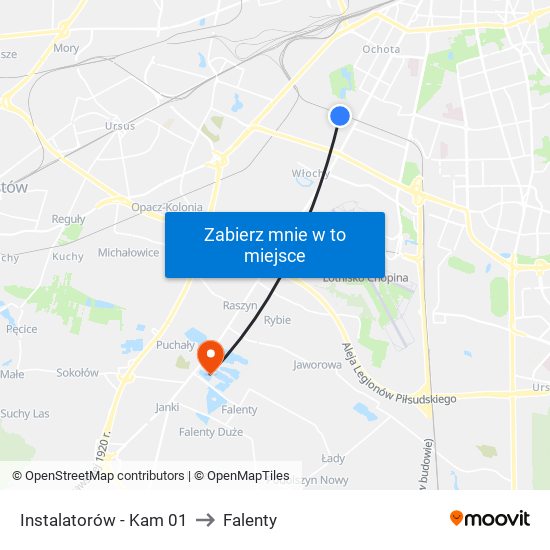 Instalatorów - Kam 01 to Falenty map