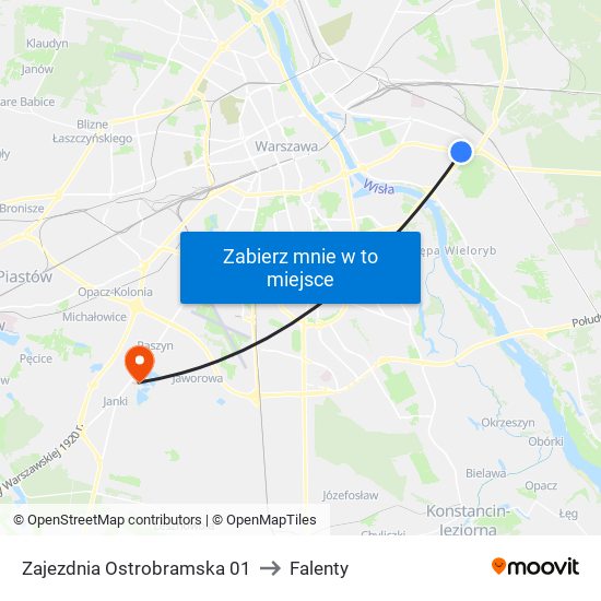 Zajezdnia Ostrobramska to Falenty map