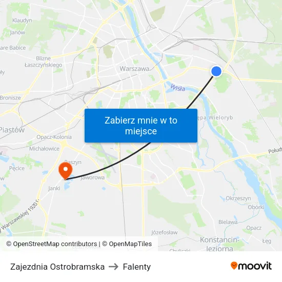 Zajezdnia Ostrobramska to Falenty map