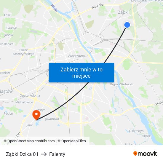 Ząbki Dzika 01 to Falenty map