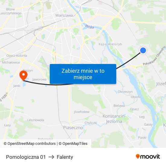 Pomologiczna to Falenty map