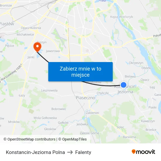 Konstancin-Jeziorna Polna to Falenty map