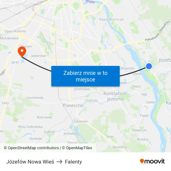 Józefów Nowa Wieś to Falenty map