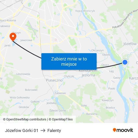 Józefów Górki to Falenty map