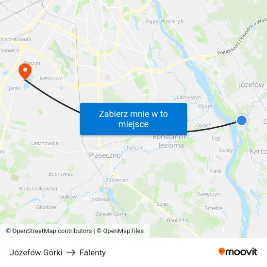 Józefów Górki to Falenty map