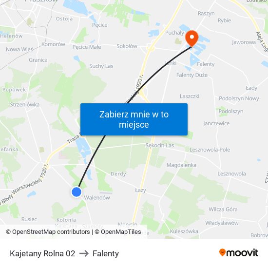 Kajetany Rolna 02 to Falenty map