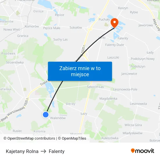 Kajetany Rolna to Falenty map