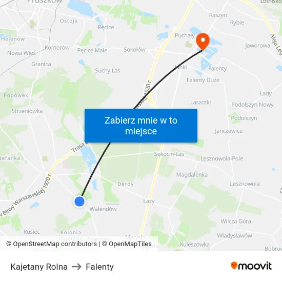 Kajetany Rolna to Falenty map