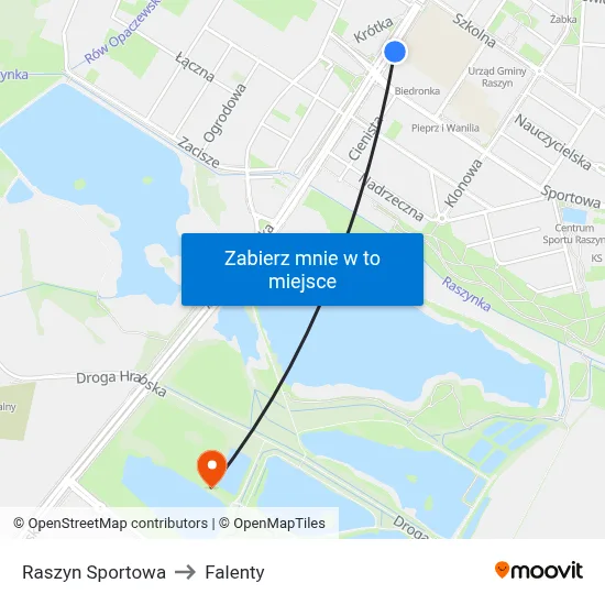 Raszyn Sportowa to Falenty map