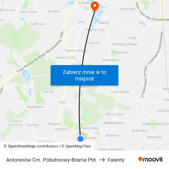 Antoninów Cm. Południowy - Brama Płd. to Falenty map