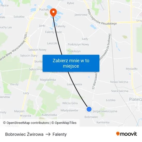 Bobrowiec Żwirowa to Falenty map