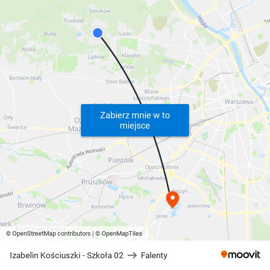 Izabelin Kościuszki - Szkoła 02 to Falenty map