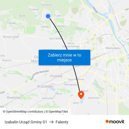 Izabelin Urząd Gminy 01 to Falenty map