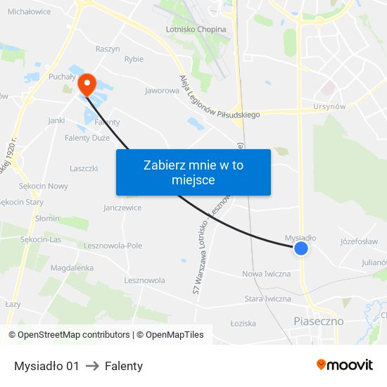 Mysiadło to Falenty map