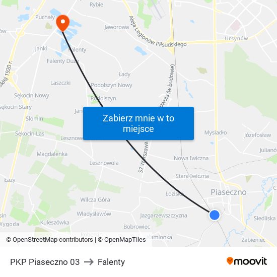 PKP Piaseczno 03 to Falenty map