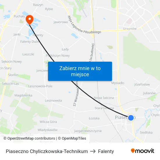 Piaseczno Chyliczkowska - Technikum to Falenty map